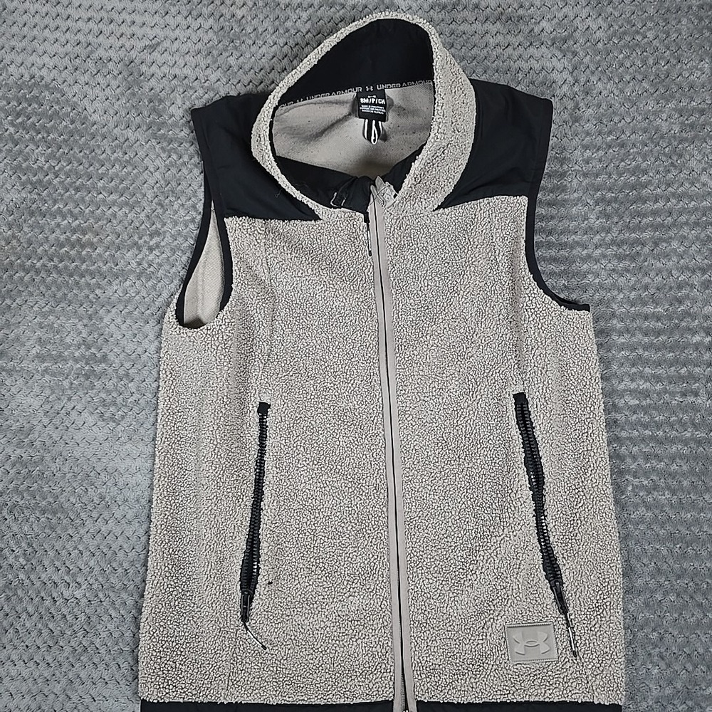Under Armour Vest‎ Mens Small Beige  Fleece Full Zip Outdoor Hiking Gorpcore